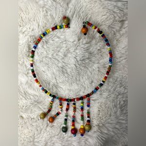 Y2K Rainbow Beaded Choker Necklace